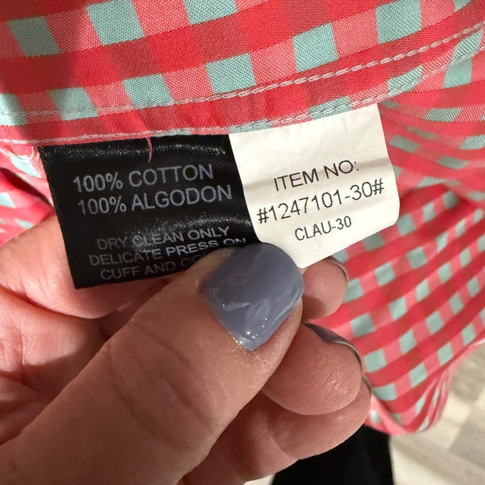 BOGOSSE dress shirt - Size 3 (Medium) Pink Gray Silver‎ Gingham Print - Picture 10 of 11